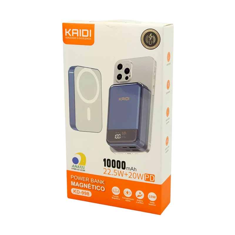 Power Bank Magnético Kaidi 10000mAh 22.5W+20W PD - KD-998