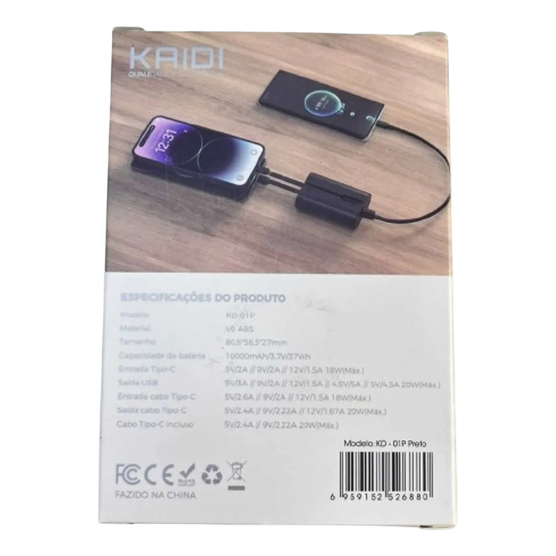 Power Bank Kaidi 10000mAh PD 20W - KD-09P